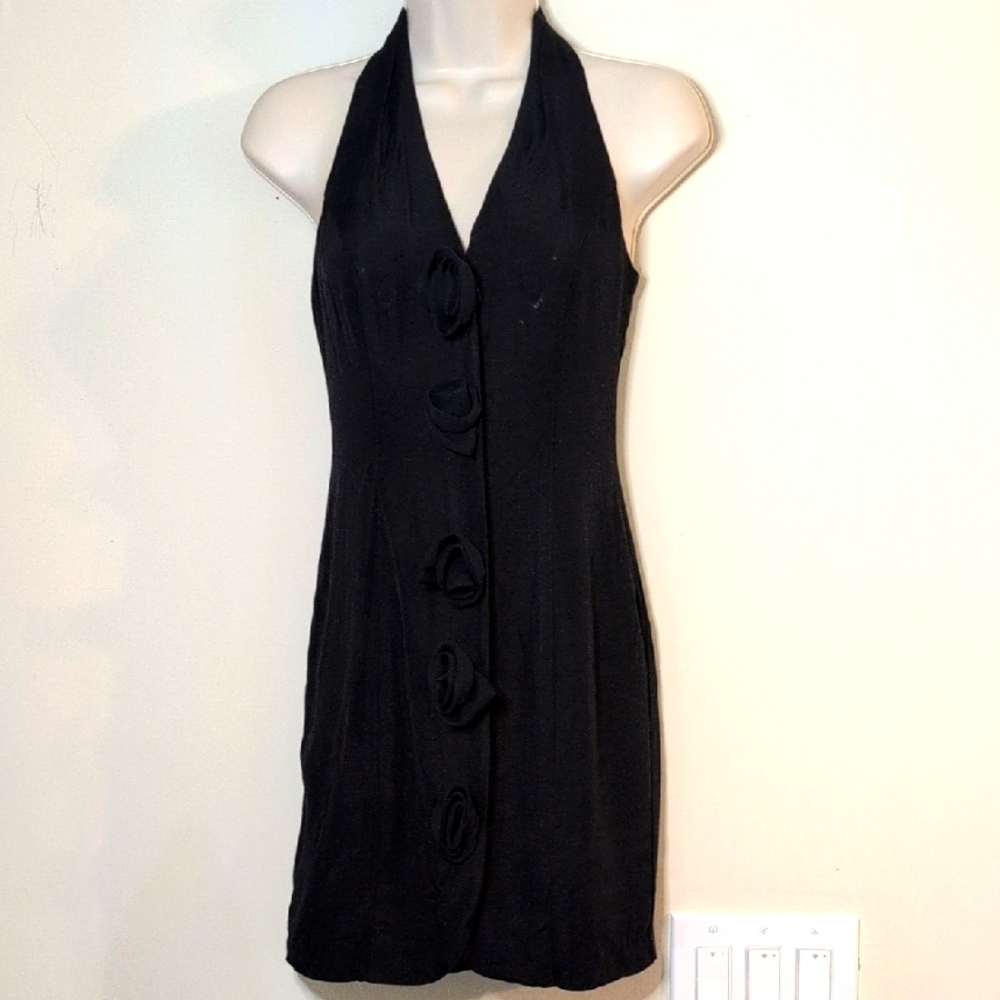 90s Cocktail Dress With Rosette Details, sz 1
